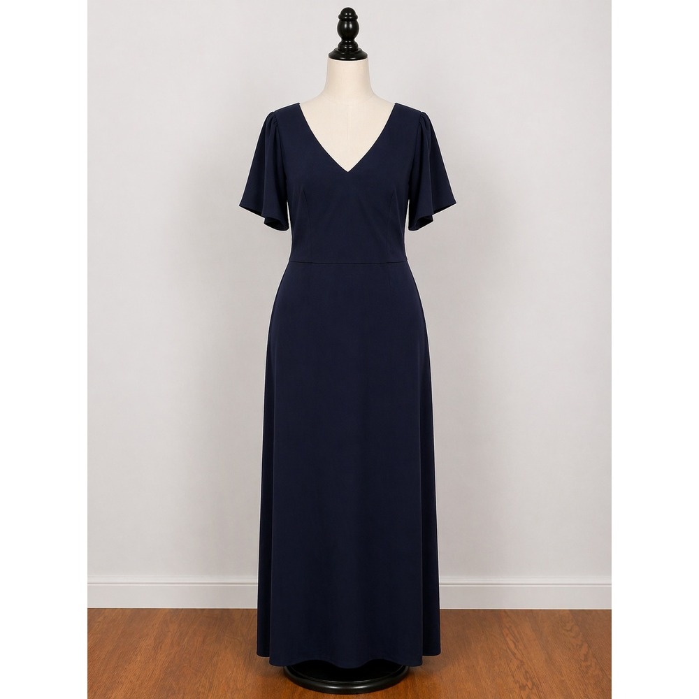 Ever Pretty Navy Blue Maxi Dress 18 Formal Elegant Flutter Sleeve Evening Gown